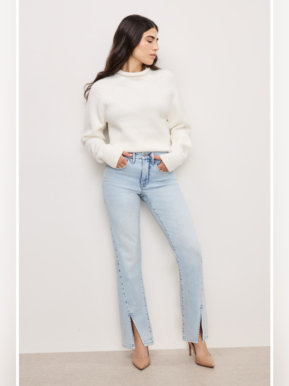 good american good boy petite twisted outseam slit jeans